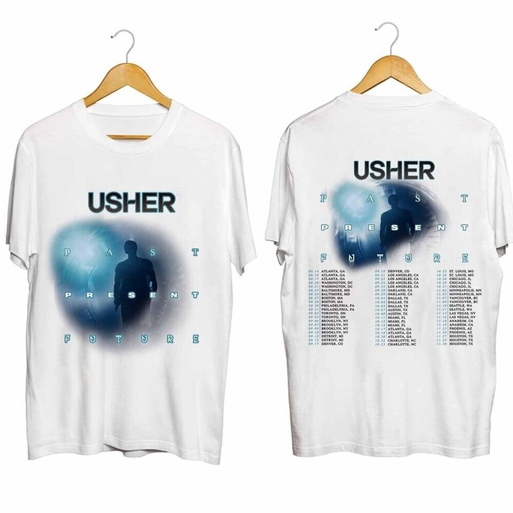 Usher 2024 Concert Tour Graphic T-Shirt Music Fan Gift Merch 2 Sided Tee 91